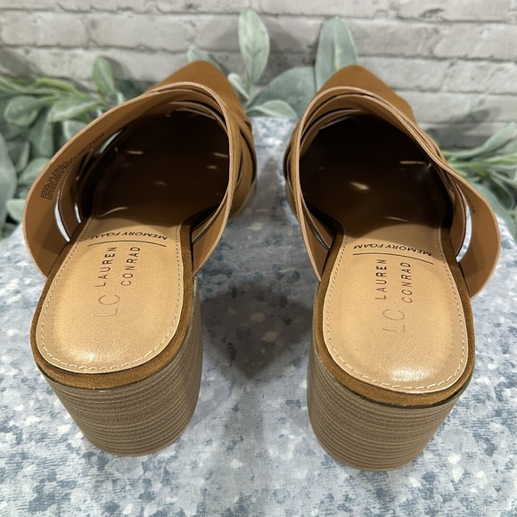 LC Lauren Conrad Rowann Cognac Cross-Band Fashion Comfort Mules WMS 10M✨NWOT✨ - Picture 8 of 10